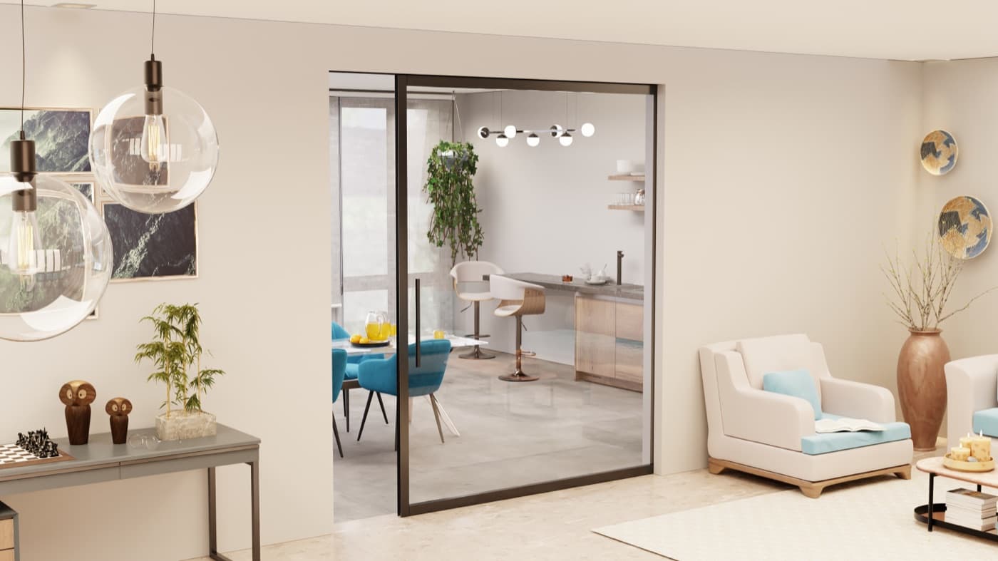 Integração sala e cozinha, porta pocket RO-82 150kg