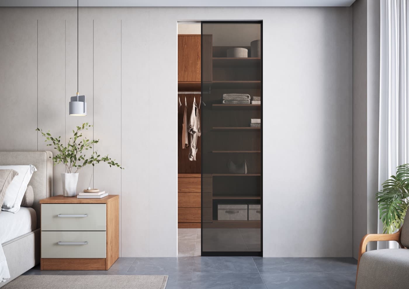 Dormitório e closet, porta pocket RO-75